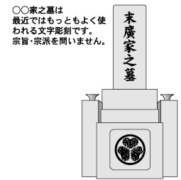 ○○家之墓は最近ではもっともよく使われる文字彫刻です。宗旨・宗派を問いません。