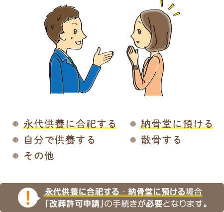 永代供養に合祀する・納骨堂に預ける場合「改葬許可申請」の手続きが必要となります。